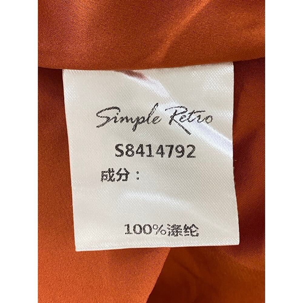 SIMPLE RETRO Women's Red Satin Floral Tall Strappy V-Neck Midi Dress SZ S - Picture 10 of 11